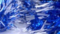 extreme close-up, detailed, bright shiny metallic tinsel. christmas background Royalty Free Stock Photo