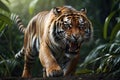 Extreme close-up of ferocious Tiger Aggression, created with Generative AI technology