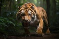 Extreme close-up of ferocious Tiger Aggression, created with Generative AI technology