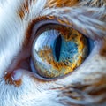 Extreme Close Up Of Golden Cat Eye Detailed Texture and Reflection Royalty Free Stock Photo