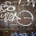 Extreme close up of graffiti on wood door Royalty Free Stock Photo