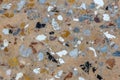 Extreme close up high res of vibrant multicolor elegant historic Venetian terrazzo marble flooring background