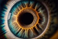 extreme close up of a human eye. Beautiful coloured iris. Generative AI Royalty Free Stock Photo