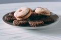 Extreme close-up image of chocolate chips cookies Royalty Free Stock Photo