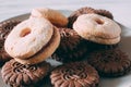 Extreme close-up image of chocolate chips cookies Royalty Free Stock Photo