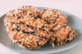 Extreme close-up image of chocolate chips cookies Royalty Free Stock Photo