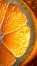 Extreme Close-Up of a Juicy Calamondin Slice Backlit for Hyperrealism .