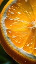 Extreme Close-Up of a Juicy Calamondin Slice Backlit in Translucent Hyperrealism .