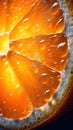 Extreme Close-Up of Juicy Calamondin Slice Backlit in Translucent Hyperrealism .