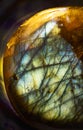 Macro photo of an aqua crystal moonstone labradorite stone.