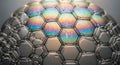 Macro Abstract Hexagonal Bubbles Pattern with Rainbow Colors Royalty Free Stock Photo