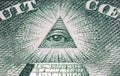 Extreme close up of one US dollar. Extreme close up of one US dollar, Eye of Providence on the reverse side of note