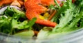 Extreme close-up of organic vegetable salad in glass bowl Royalty Free Stock Photo