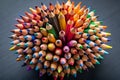 Detailed Close- Up of a Colorful Cluster of Sharpened Pencils with Varied Textures colored pencils Royalty Free Stock Photo
