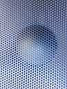 Abstract Grid Background: Blue Toned Metal Mesh with Speaker Detail Royalty Free Stock Photo