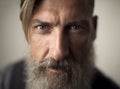 Extreme close up portrait of an attractive bearded man Royalty Free Stock Photo