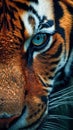 Extreme Close-Up Portrait A Strong Bengal Tiger Of Face Selective Focus Background Royalty Free Stock Photo