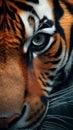 Extreme Close-Up Portrait A Strong Bengal Tiger Of Face Selective Focus Background Royalty Free Stock Photo