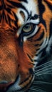 Extreme Close-Up Portrait A Strong Bengal Tiger Of Face Selective Focus Background Royalty Free Stock Photo