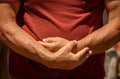 Extreme close-up scene of a muslim praying, hands only. Royalty Free Stock Photo