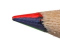 Extreme close up shot of tip of red and blue color pencil Royalty Free Stock Photo