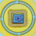 Extreme close up of silicon micro chip Royalty Free Stock Photo