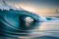 Extreme close up of thrashing emerald ocean waves.