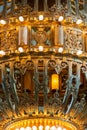 Extreme close up view of the brass chandelier in the State Capitol in Olympia, Washington, USA Royalty Free Stock Photo