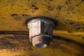 Close up view of nut and bolt on rusty metal Royalty Free Stock Photo