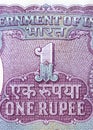 Extreme close up view of old One Rupee , Indian bank note Royalty Free Stock Photo