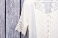 Extreme close up white lace clothing. Royalty Free Stock Photo