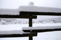 Extreme close up of winter corral fence Royalty Free Stock Photo