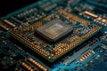 extreme closeup computer microchip created by generative AI