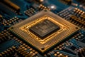 extreme closeup computer microchip created by generative AI