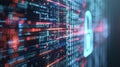 An extreme closeup of a digital lock on a computer screen representing the secure encrypted storage of health data on