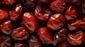 Extreme Closeup of Dried Cherries: A Highly Detailed Minimalistic Overhead View AI Generated