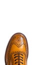 Extreme Closeup of Medalion of One Separate Male Tan Brogues Royalty Free Stock Photo