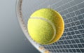 Tennis Ball Striking Racqet In Slow Motion Royalty Free Stock Photo