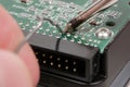 Extreme Closeup of Soldering a Harddrive Royalty Free Stock Photo