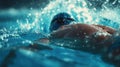 Extreme closeup of a swimmers highlighting its hydrodynamic material and bodyhugging fit to minimize drag in the water Royalty Free Stock Photo