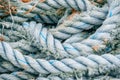 Old and worn out mooring rope