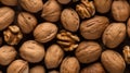 Extreme Closeup of Walnuts: Highly Detailed Minimal Style Overhead View AI Generated