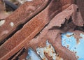 Extreme corrosion in the form of rust on an abandoned blue vehicle Royalty Free Stock Photo