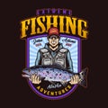 Extreme fishing colorful vintage badge