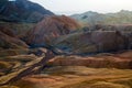 Unique natural beauty of hill shaped landscape in lifeless desert at Death Valley National Park, Zabriskie Point, California USA Royalty Free Stock Photo