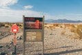 Extreme heat warning sign by the death valley Royalty Free Stock Photo