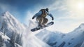 Extreme High Flying Big Air Snowboarder Jump Sports