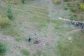 Extreme jump from the bridge. The man jumps surprisingly quickly in bungee jumping at Sky Park explores extreme fun. Bungee in the Royalty Free Stock Photo