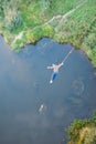 Extreme jump from the bridge. The man jumps surprisingly quickly in bungee jumping at Sky Park explores extreme fun. Bungee in the Royalty Free Stock Photo