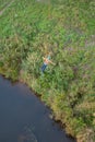 Extreme jump from the bridge. The man jumps surprisingly quickly in bungee jumping at Sky Park explores extreme fun. Bungee in the Royalty Free Stock Photo